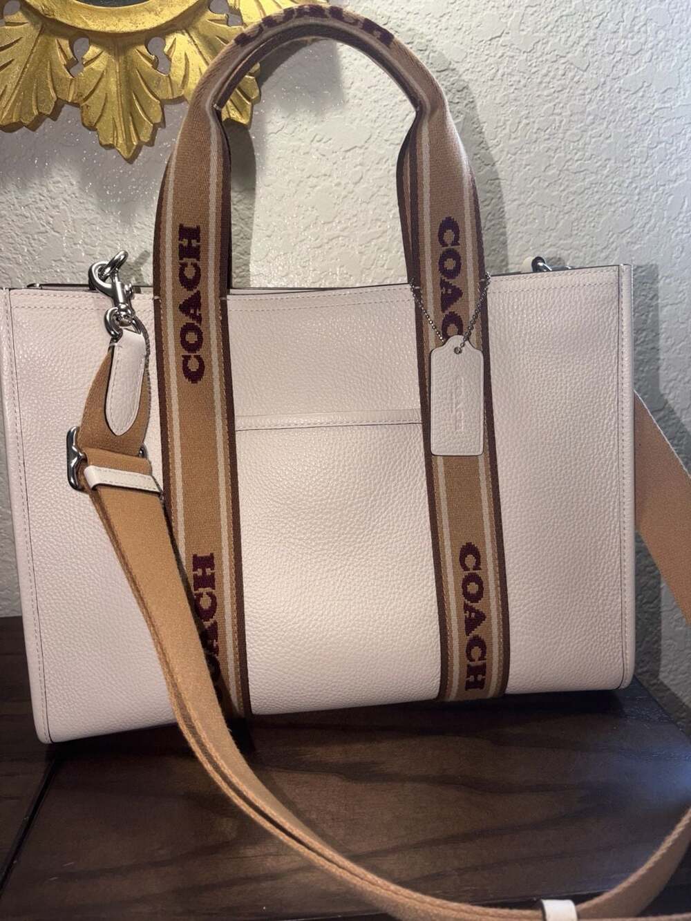 Coach Smith Tote Bag in Chalk Multi Leather and Canvas